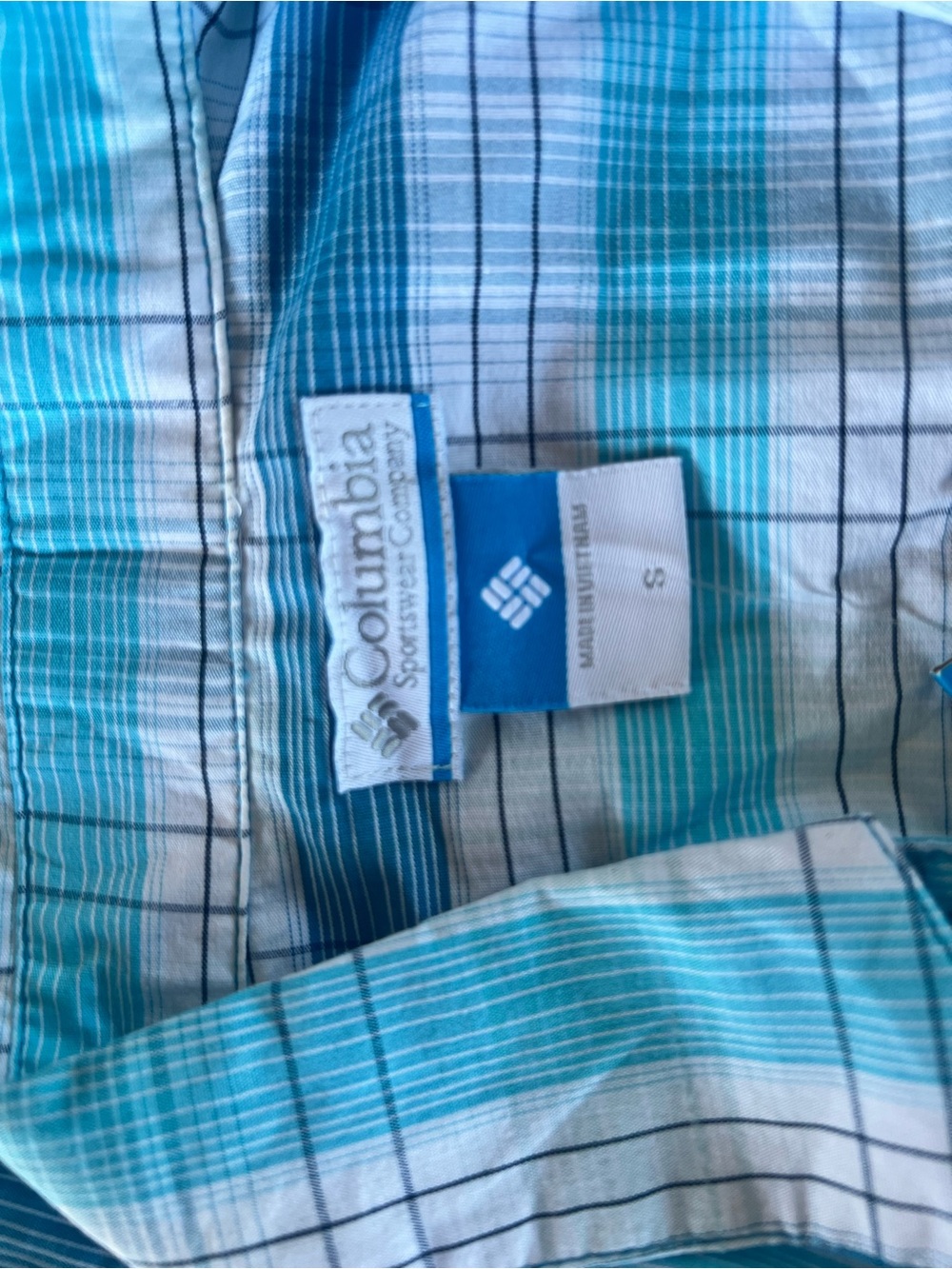 Columbia Teal & White Plaid Short-Sleeve Shirt
